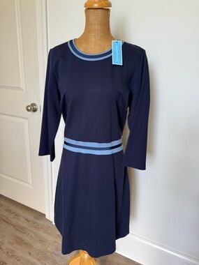 NWT Draper James Navy SOLID PERSLEY PONTE DRESS Sz Large